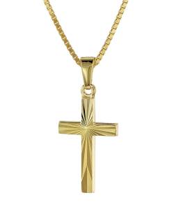 trendor 08508 Kreuz für Kinder Gold 333/8 Karat 18 mm + goldplattierte Kette von trendor