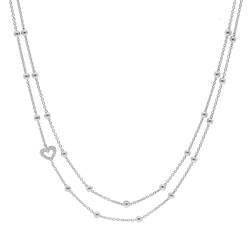 trendor 15137 Damen-Collier 925 Silber Halskette Zweireihig von trendor