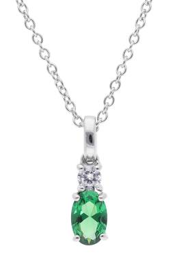 trendor 15159 Damen-Halskette Silber mit Grünem Stein von trendor
