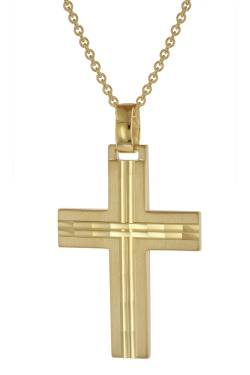 trendor 39020 Halskette mit Kreuz für Herren Gold auf Silber von trendor