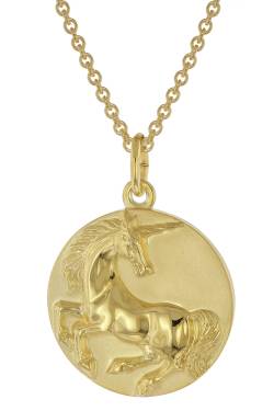 trendor 39046 Halskette mit Einhorn-Anhänger Gold auf Silber 925 von trendor