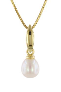trendor 41155 Perlen-Anhänger Gold 333 / 8K mit vergoldeter Silber-Halskette von trendor
