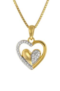 trendor 41206 Damen-Halskette mit Anhänger Gold auf Silber Herz mit Zirkonia von trendor