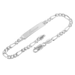 trendor 41389 Männer Gravur-Armband 925 Silber Figarokette mit Namen von trendor