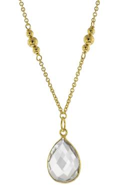 trendor 51179 Damen-Kette Gold auf Silber 925 Collier mit facettiertem Quarz von trendor