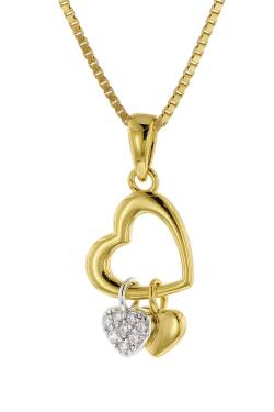 trendor 51317 Halskette mit Herz-Anhänger Gold auf Silber 925 Bicolor von trendor