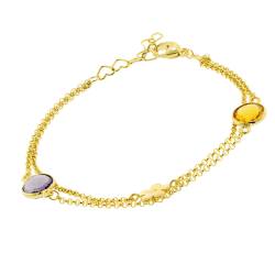 trendor 51353 Armband für Damen 925 Silber Goldplattiert 2-reihige Armkette von trendor