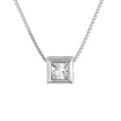trendor 51655-01 Damen-Halskette 925 Silber mit weißem Zirkonia-Anhänger von trendor