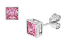 trendor 51670-04 Damen-Ohrringe 925 Silber Ohrstecker mit Zirkonia Pink von trendor