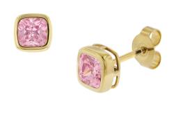 trendor 51684-04 Damen-Ohrringe Gold 333 / 8K Ohrstecker Zirkonia Pink von trendor