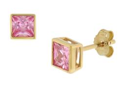 trendor 51715-04 Damen-Ohrstecker Gold 333 / 8K Ohrringe Pink Zirkonia von trendor