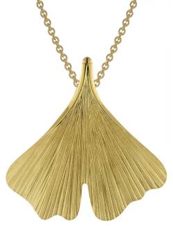 trendor 75717 Damen-Halskette mit Ginkgo-Blatt Anhänger Gold auf Silber von trendor