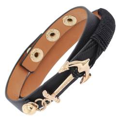 trendor 75803 Leder-Armband Schwarz mit goldfarbenem Anker von trendor