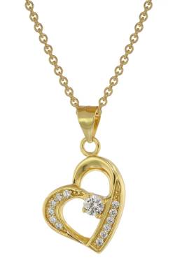 trendor 75847 Herz-Anhänger mit Halskette für Damen Gold auf Silber Zirkonia von trendor