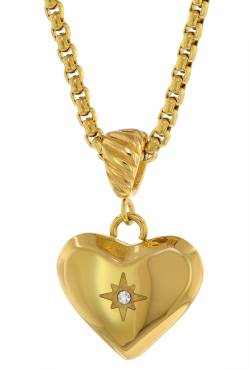 trendor 75882 Damen-Halskette Herz-Anhänger Gold auf Edelstahl Venezia-Kette von trendor