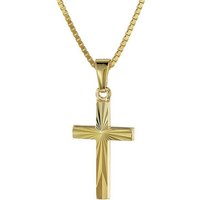 trendor Kette mit Anhänger Kreuz für Gold 333/8 Karat 18 mm + goldplattierte Kette von trendor