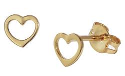 trendor Kinder-Ohrringe für Mädchen Gold 333 Offenes Herz verspielte Ohrstecker aus Echtgold, wunderschöne Geschenkidee 35818 von trendor