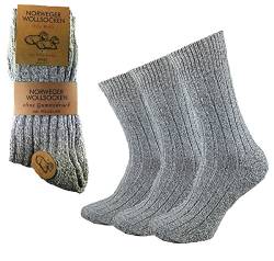 trends4cents 3 Paar Norweger Socken Grau Größe 43-46 Wintersocken für warme Füße 30% Wolle von trends4cents