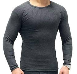 warmes langärmliges Thermo-Shirt für Herren in Anthrazit aus Baumwolle Unterhemd Größe S M L XL XXL 3XL (3XL) von trends4cents