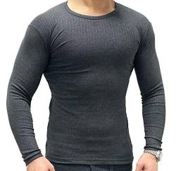 warmes langärmliges Thermo-Shirt für Herren in Anthrazit aus Baumwolle Unterhemd Größe S M L XL XXL 3XL (M) von trends4cents
