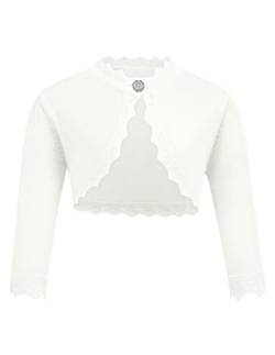 trudge Mädchen Bolero Baumwolle Langarm Front öffnen Strickjacke Oberbekleidung Abend Hochzeit Reinweiß 130 von trudge