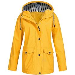 Damen Jacken üBergang Sale Langarm Kapuzen Casual Outwear Jacken Solide Regenjacke Outdoor Plus Size Wasserdichter Regenmantel mit Kapuze Winddicht &J3539 von tsaChick