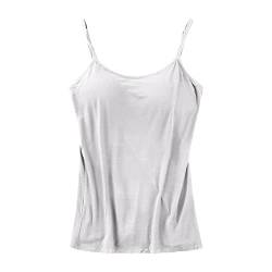 Damen Top Mit Unterhemd BH-Hemd Basic Tank Tops U-Ausschnitt Oberteile Bequeme Frauen Shirt Lang Sommer Shirts Top von tsaChick