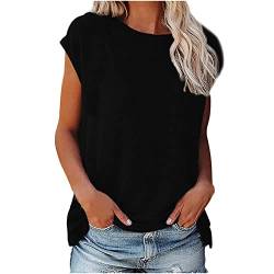 Damen Tshirt Sommer Bluse Damen Elegant ärmellose t-Shirt Tops Shirt Oberteile Frauen Schwarz Kleidung Frau Sommer Shirts Top Damen V-Ausschnitte Tshirt Casual Rundhals Klamotten Teenager Mädchen von tsaChick