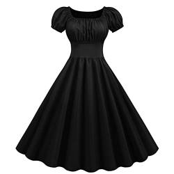 Long Summer Dresses 2023 Kniehohes Kleid mit kurzen Ärmeln und eckigem Ausschnitt modisch lässig solide knielanges Kleid mit eckigem Ausschnitt und kurzen Ärmeln &bto2227 von tsaChick