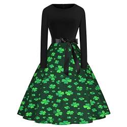 Long Summer Dresses 2023 Langarm Rundhalskleid St. Patrick's Day Kleeblatt Abenddruck Party Abschlussball Swing Kleid &659Bto von tsaChick
