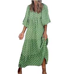 Plus Size Elegante Damen Frauen Casual Kurzarm Kalt Schulter Boho Blumendruck Casual Täglichen Party Strand Langes Kleid Schulterfrei Strandkleid Mint Green XXXXXL 48 von tsaChick