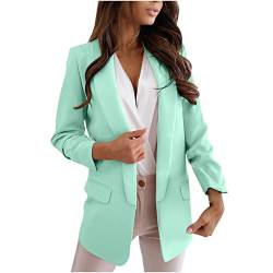 Pullover Strickjacken Jacken Damen Blazer Frauen Damen Solide Umlegekragen Jacke Langarm Mantel Oberbekleidung Blazer Mintgrün XXL CJ120 von tsaChick