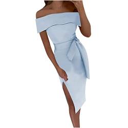 Strandkleider Kurzarm Schulterfreies Kleid Sommer Sexy Solid Slimming One Shoulder Bandage Split Kleider &bto2899 von tsaChick