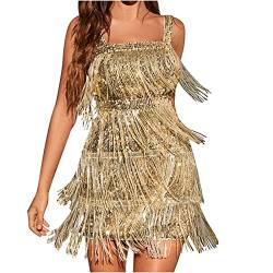 tsaChick 20er Jahre Kleid 1920s Charleston Kleid Damen Knielang Cocotail Party Kleid 20er Jahre Flapper Damen Gatsby Kostüm Kleid Pailletten Kleid Damen von tsaChick