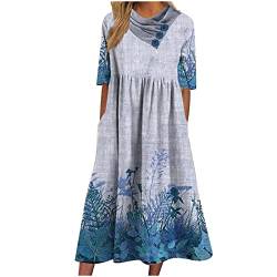 tsaChick Abendkleid Damen Sommer Boho Blumen Muster Kurzarm Maxi Kleid von tsaChick