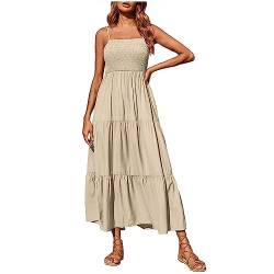 tsaChick Abendkleid große größen Damen Knielang, maxikleid Damen Sommer Boho große größen, Sommerkleid Damen leicht kurz, Khaki M 36 von tsaChick