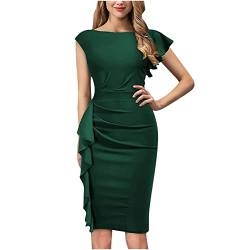 tsaChick Blaues Kleid Hochzeit Frauen Sommer Rundhalsausschnitt Solide Farbe Lässig Trägerlos Party Kurzes Maxikleid Helles Kleid Hochzeitsgast Kleid Koktel Kleid Damen Elegant Ballkleid Lang Weisses von tsaChick