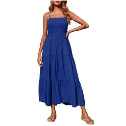 tsaChick Boho Kleid Damen midi, Sommerkleid Damen Knielang blusenkleid, Strandkleid Damen lang XXL, Navy S 34 von tsaChick