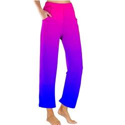 tsaChick Breite Hose Damen Elegant Leggings Damen 3/4 High Waist Elastische Blickdicht GroßE GrößEn Leggins Violett XXL von tsaChick