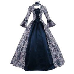 tsaChick Burleska Damen Mittelalter Kleider Kleid Langarm Böse Königin Kostüm Kleid Halloween Damen Hexenkleid Rokoko Kleid Damen Einhorn Kostüm Halloween Kleid Damen Vintage Schnüren von tsaChick