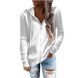 tsaChick Cardigan Damen Lang Sommer äRmellos Mode Casual Women's Solid Long Sleeve Hooded Sweatshirt Zip Tops Damen Strickjacke Mantel KSF24 von tsaChick