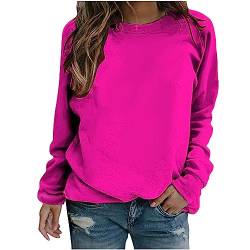 tsaChick Damen 2023 modische Herbst-Outfits übergroße Sweatshirts langärmelige Pullover Teenager-Mädchen Y2K-Hoodies Tops Hot Pink M 36 von tsaChick