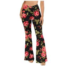 tsaChick Damen 60er 70er 80er Artistic Leggings Bunte Hippie Schlaghose Mädchen Vintage Disco Hosen FaschingSkostüme Retro Bunte Print Sanft Hohe Taille Lang Outfit Hippie Kleidung S-XL von tsaChick