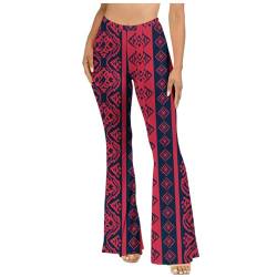 tsaChick Damen 60er 70er 80er Artistic Leggings Bunte Hippie Schlaghose Mädchen Vintage Disco Hosen FaschingSkostüme Retro Bunte Print Sanft Hohe Taille Lang Outfit Hippie Kleidung S-XL von tsaChick