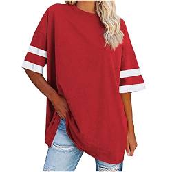 tsaChick Damen Bluse Kurzarm Unifarben Damen Blusen Rundhals Damen Shirt 3/4 Arm Entspannte Frauen Oberteile Alltag Sport Sweatshirt Teenager Mädchen Tshirt Damen Weiss von tsaChick