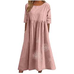 tsaChick Damen Kleider Freizeit Lose Sommerkleid Lang Boho Maxikleid für Rundhals Strandkleid Blumenkleid von tsaChick