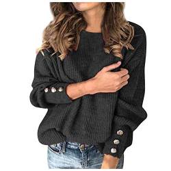 tsaChick Damen Pullover Strickjacken Sweater V Ausschnitt Sweater Damen Casual Soild Langarm Knopf Strick Pullover V Ausschnitt Pullover Mantel S-5XL von tsaChick