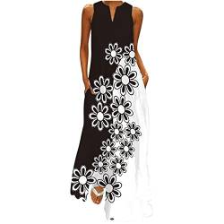 tsaChick Damen Sommerkleid Elegant V-Ausschnitt Maxikleid Drucken Boho Sommer Lang Kleid Flügelärmel Rüsche Strandkleid von tsaChick