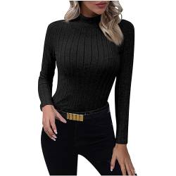 tsaChick Damen Strickpullover Elegant Rundhals Pullover Herbst Winter Einfarbiger Pulli Oberteil Sweater 36 Black M 132 von tsaChick