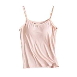 tsaChick Damen Unterhemd Camisole-Tops für Damen mit integriertem BH-Ausschnitt, Weste, gepolstertes Basic-Camisole, Verstellbarer Spaghetti-Träger, Tank-Top, Cami-Tanks von tsaChick